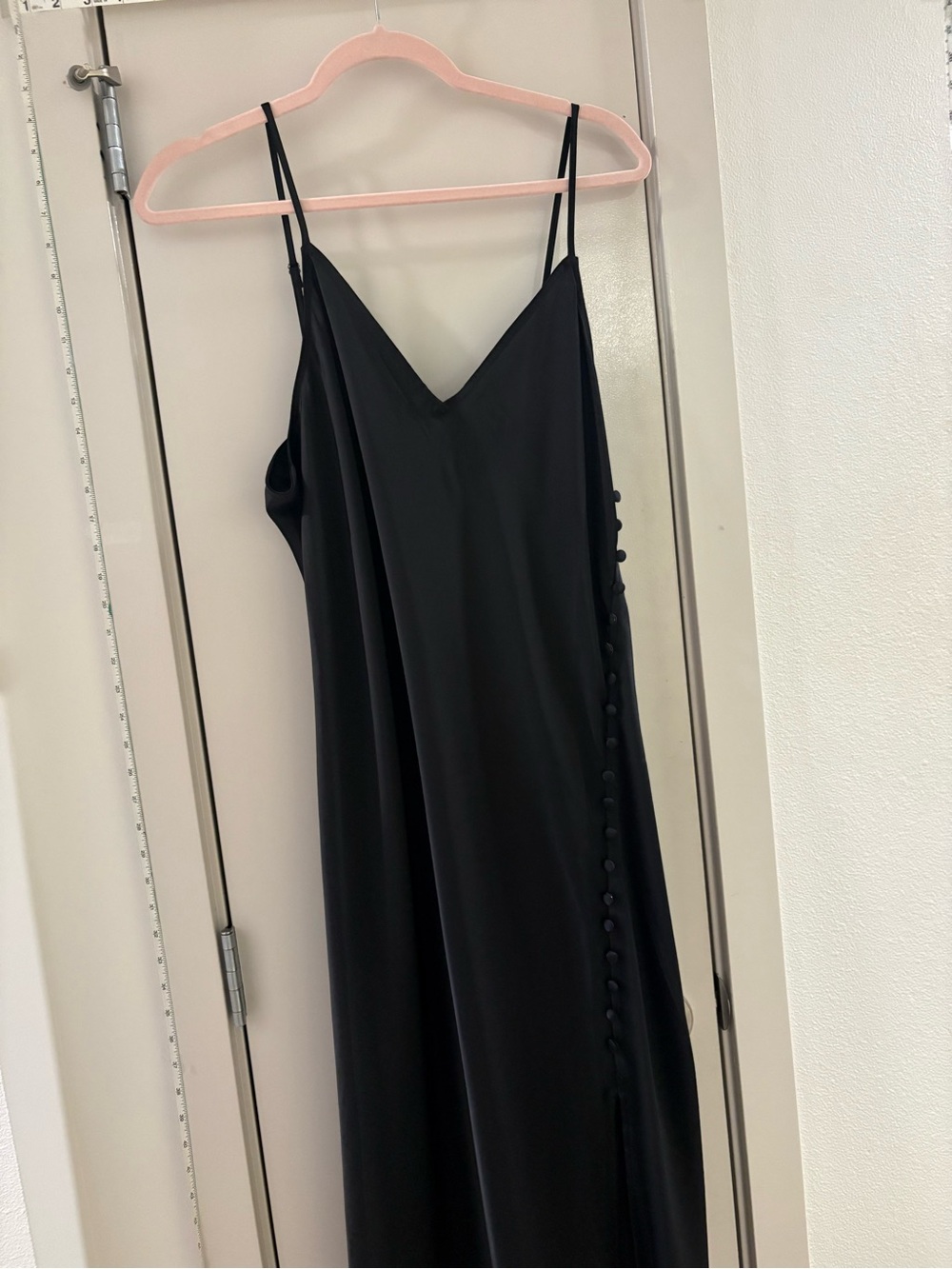 Banana Republic Black Maxi Slip Dress with Side Buttons